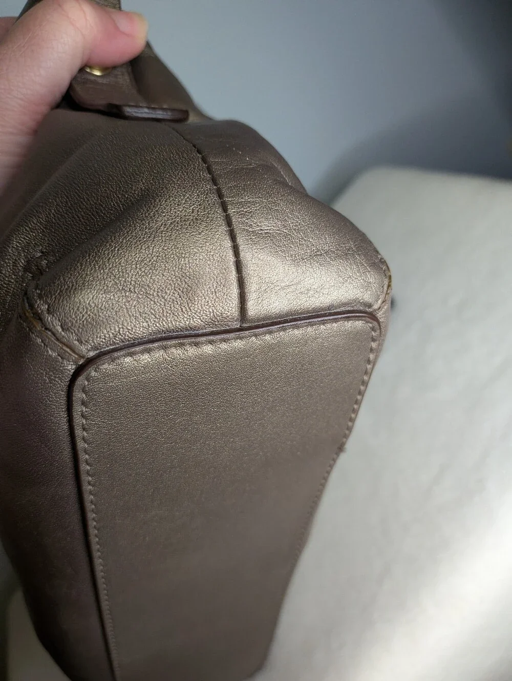 Authentic Coach Ashley Metallic Gold East/West Convertible Shoulder Bag